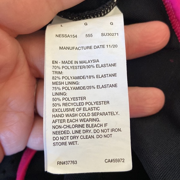 NIKE Hydralock Sculpt Mesh Racerback One Pc Swimsuit Black/Pink L - Picture 10 of 10